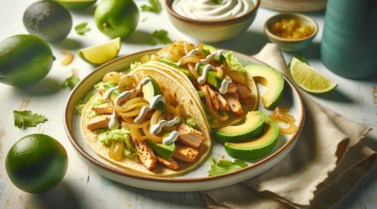 Chicken, Avocado, and Caramelized Onion Tacos